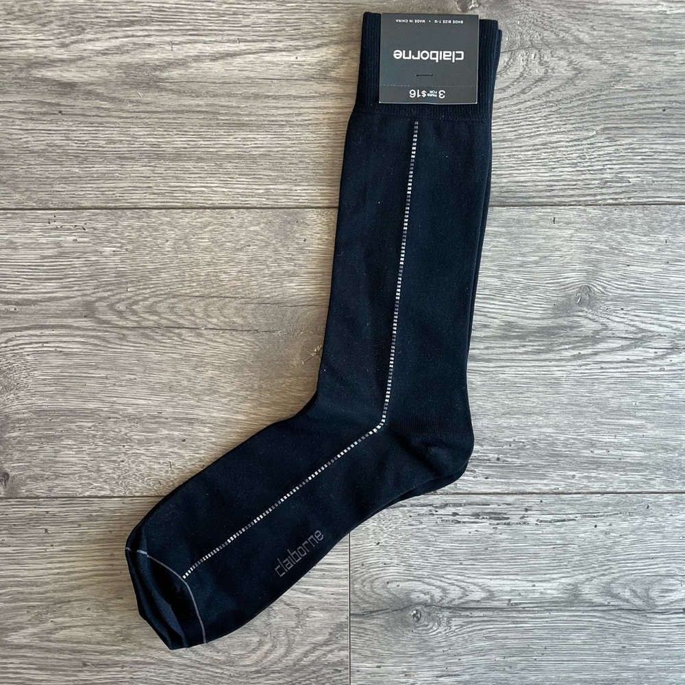 Claiborne Men’s Dress Sock Black Gray White NWT